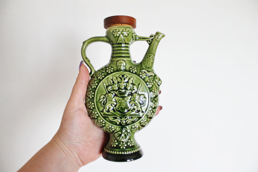 Vintage porcelain decorative bottle 7.9 inch - Green porcelain bottle - made in Germany - 1980s