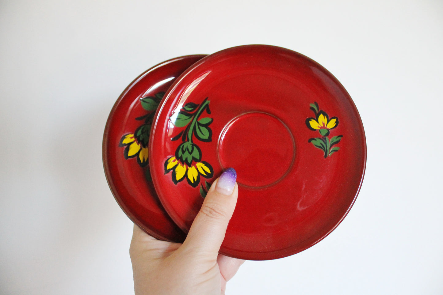 Vintage Germany Winterling Bavaria sunflower service - Beautiful Germany Porcelain red service with sunflowers ornament - 1980s