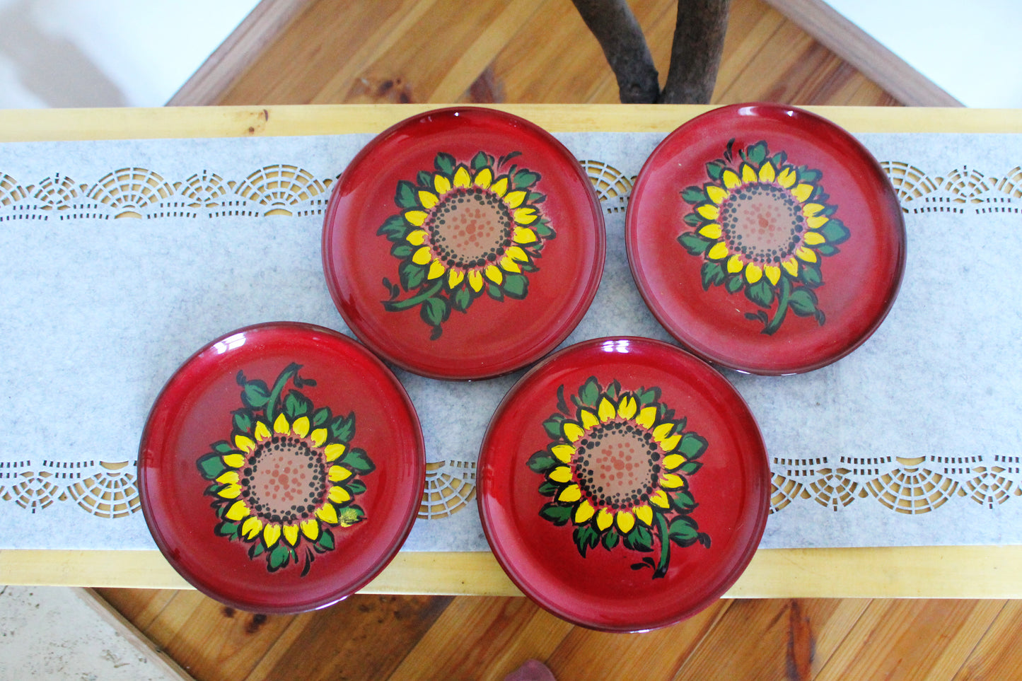 Vintage Germany Winterling Bavaria sunflower service - Beautiful Germany Porcelain red service with sunflowers ornament - 1980s