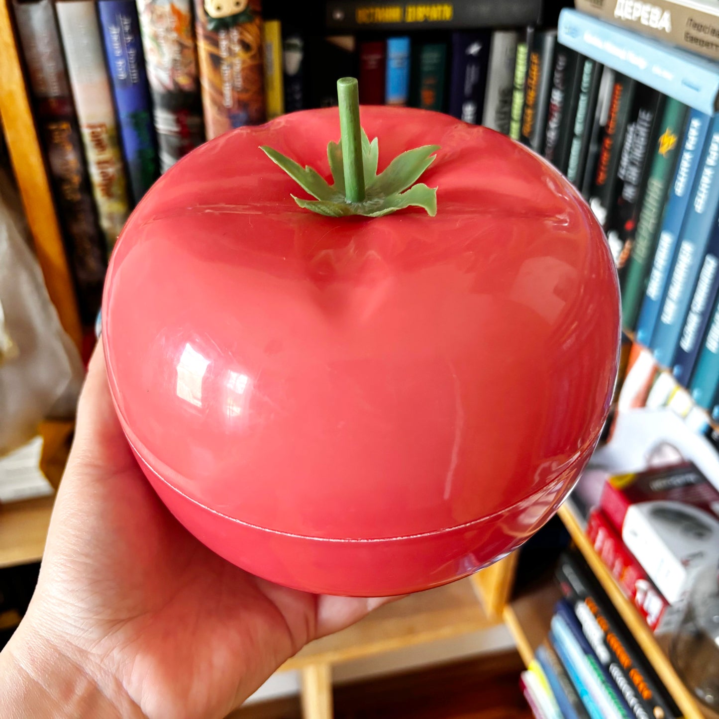 Vintage Tomato Shaped Plastic Container, Soviet Red Tomato Candy Dish, Retro Kitchen Storage Box, Fruit Shaped Trinket Box