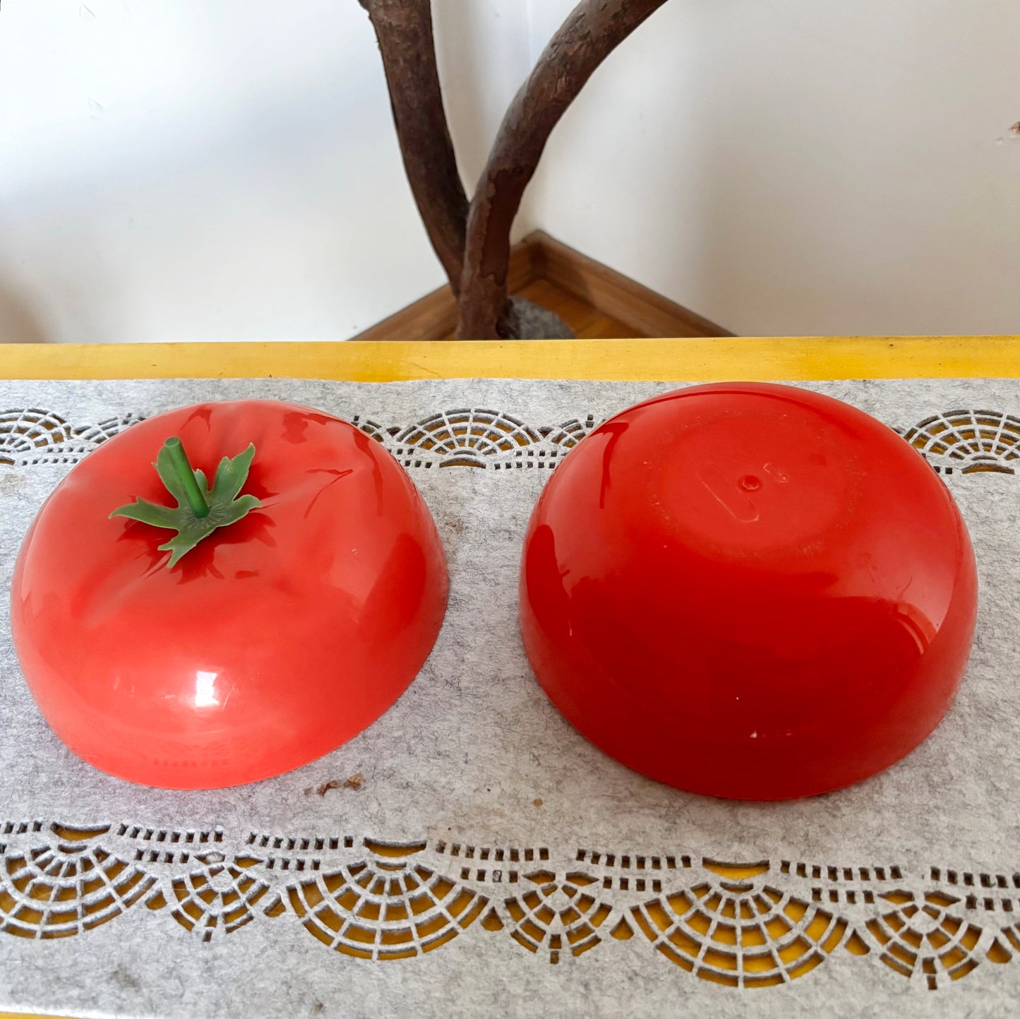 Vintage Tomato Shaped Plastic Container, Soviet Red Tomato Candy Dish, Retro Kitchen Storage Box, Fruit Shaped Trinket Box