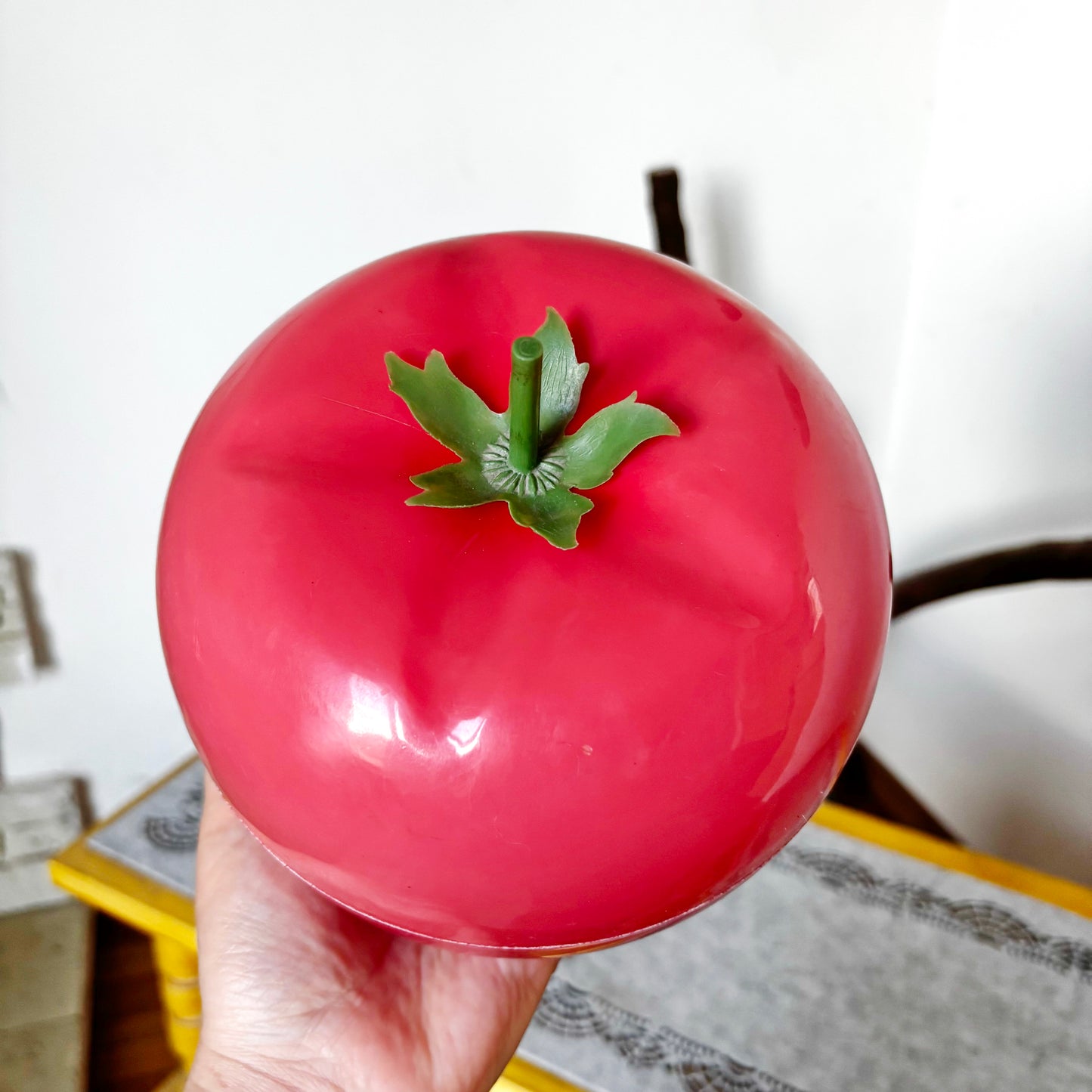 Vintage Tomato Shaped Plastic Container, Soviet Red Tomato Candy Dish, Retro Kitchen Storage Box, Fruit Shaped Trinket Box