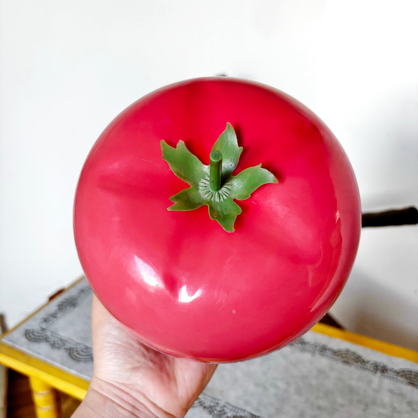 Vintage Tomato Shaped Plastic Container, Soviet Red Tomato Candy Dish, Retro Kitchen Storage Box, Fruit Shaped Trinket Box