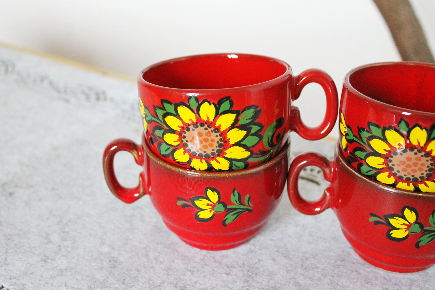 Set of four Vintage porcelain beautiful small cups - 2.4 inches - Vintage Germany ceramic cups - 1980s