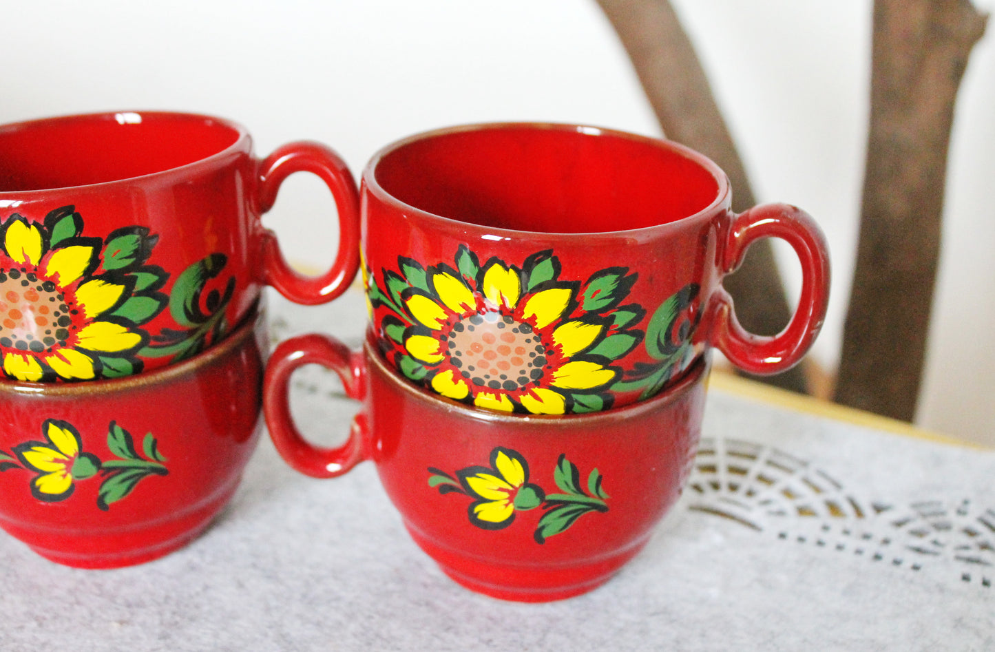 Set of four Vintage porcelain beautiful small cups - 2.4 inches - Vintage Germany ceramic cups - 1980s