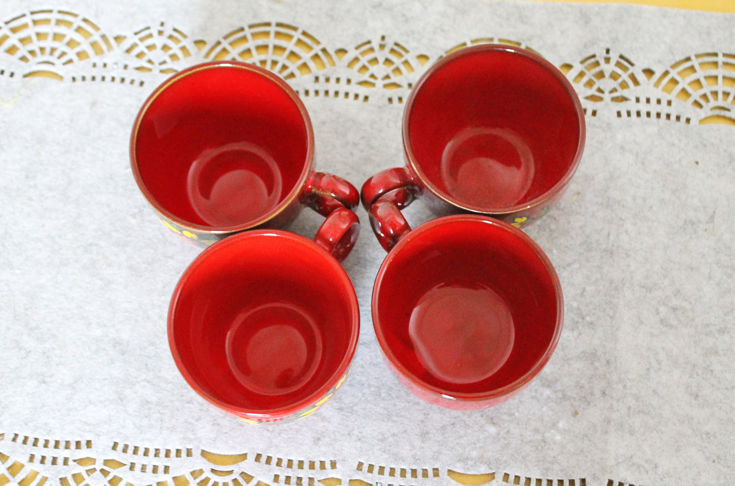 Set of four Vintage porcelain beautiful small cups - 2.4 inches - Vintage Germany ceramic cups - 1980s