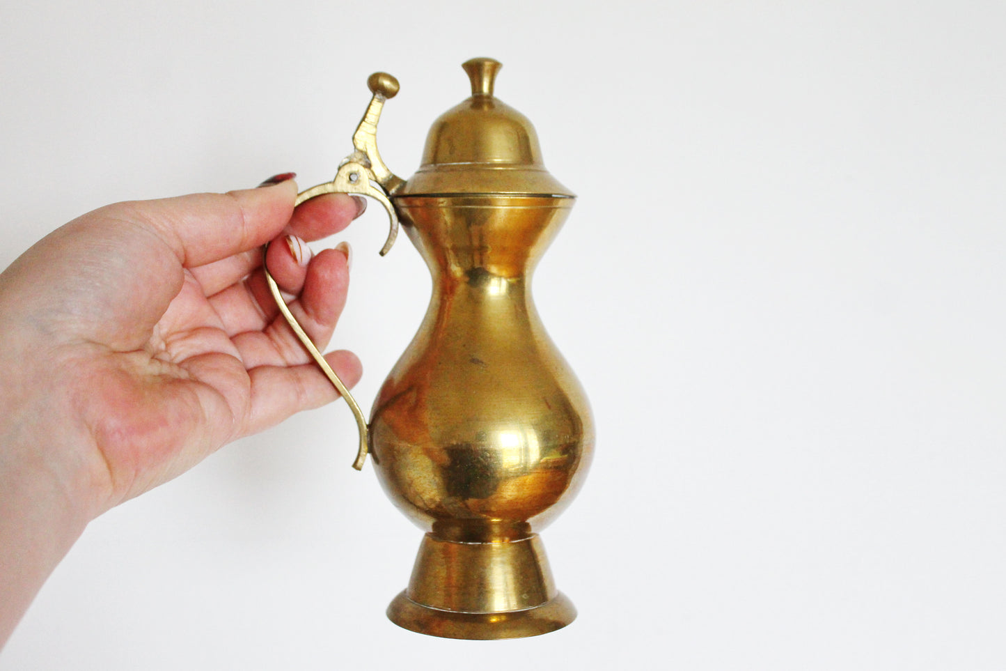 Brass pitcher, brass jar - Vintage brass small pitcher - 7.5 inches- Germany vintage - 1970s