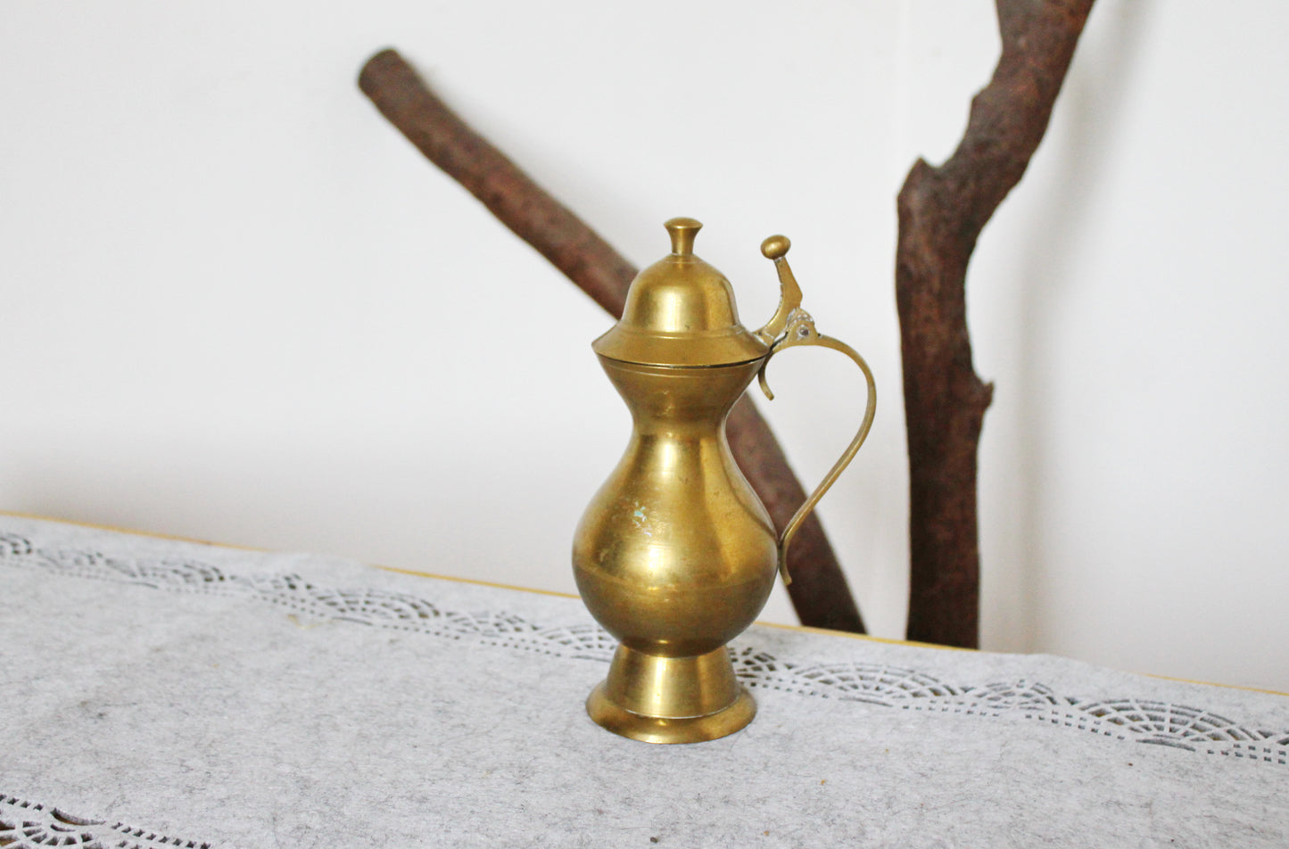 Brass pitcher, brass jar - Vintage brass small pitcher - 7.5 inches- Germany vintage - 1970s