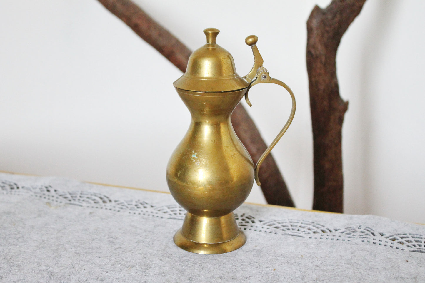 Brass pitcher, brass jar - Vintage brass small pitcher - 7.5 inches- Germany vintage - 1970s