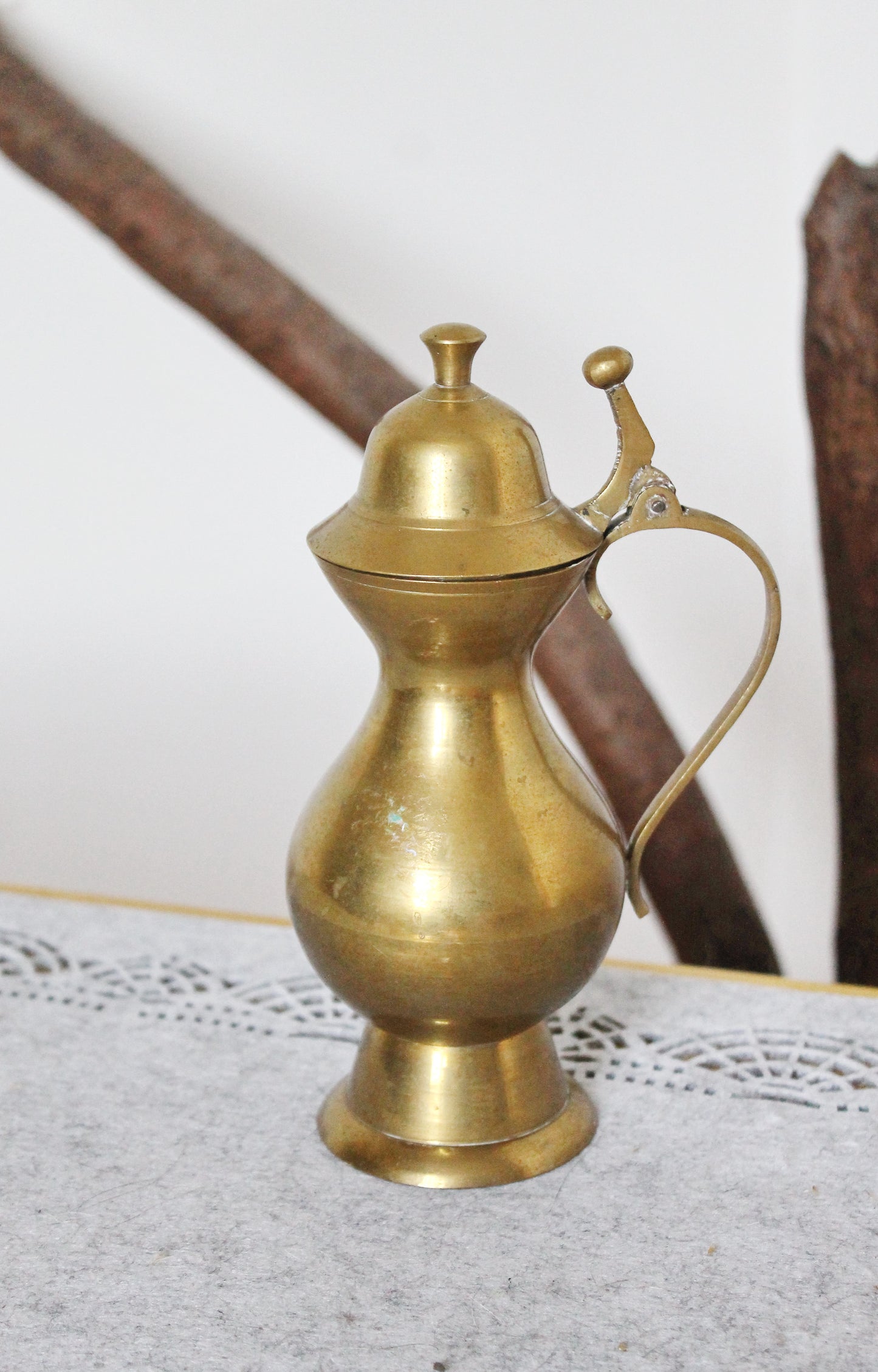 Brass pitcher, brass jar - Vintage brass small pitcher - 7.5 inches- Germany vintage - 1970s