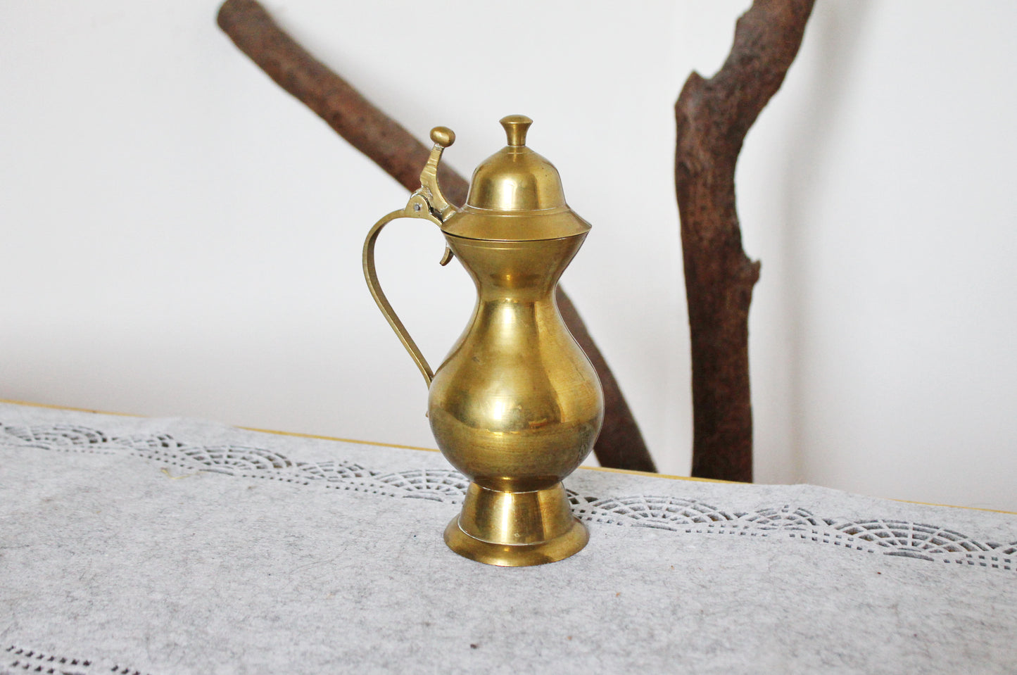 Brass pitcher, brass jar - Vintage brass small pitcher - 7.5 inches- Germany vintage - 1970s