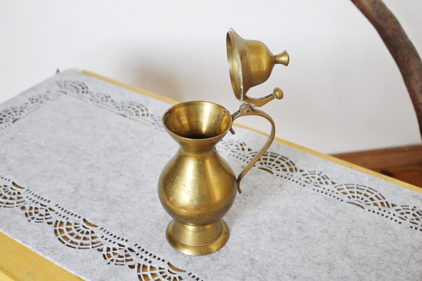 Brass pitcher, brass jar - Vintage brass small pitcher - 7.5 inches- Germany vintage - 1970s