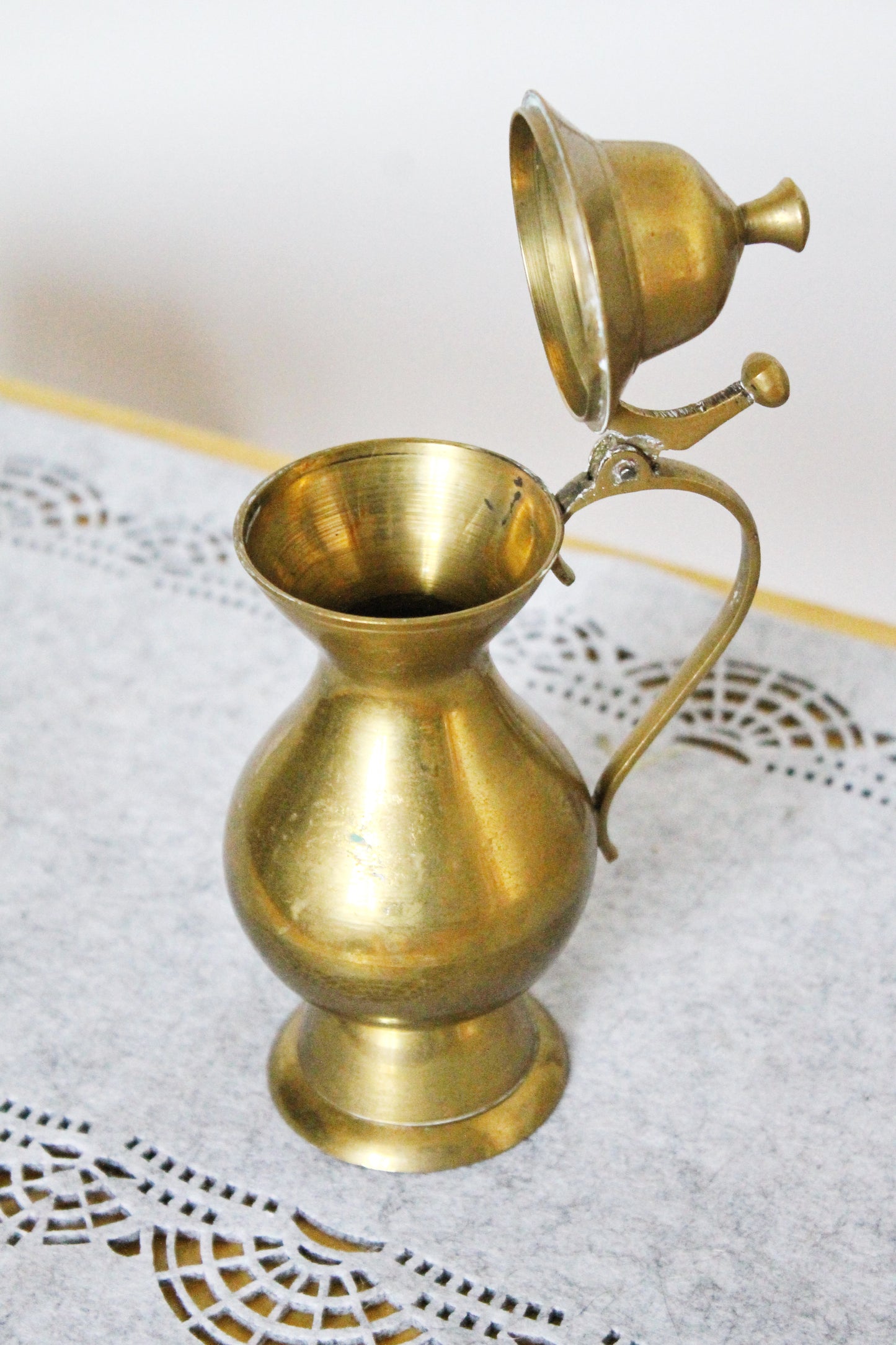 Brass pitcher, brass jar - Vintage brass small pitcher - 7.5 inches- Germany vintage - 1970s