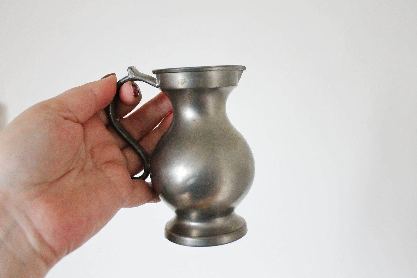 Pewter pitcher, brass jar Zint/Zinn - Vintage pewter small pitcher/vase - 4.7 inches- Germany vintage - 1970s