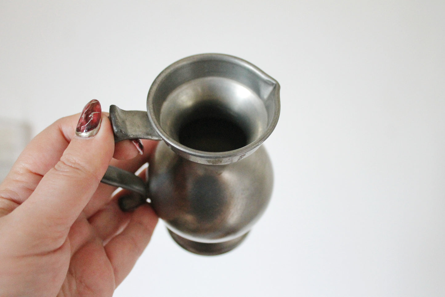 Pewter pitcher, brass jar Zint/Zinn - Vintage pewter small pitcher/vase - 4.7 inches- Germany vintage - 1970s