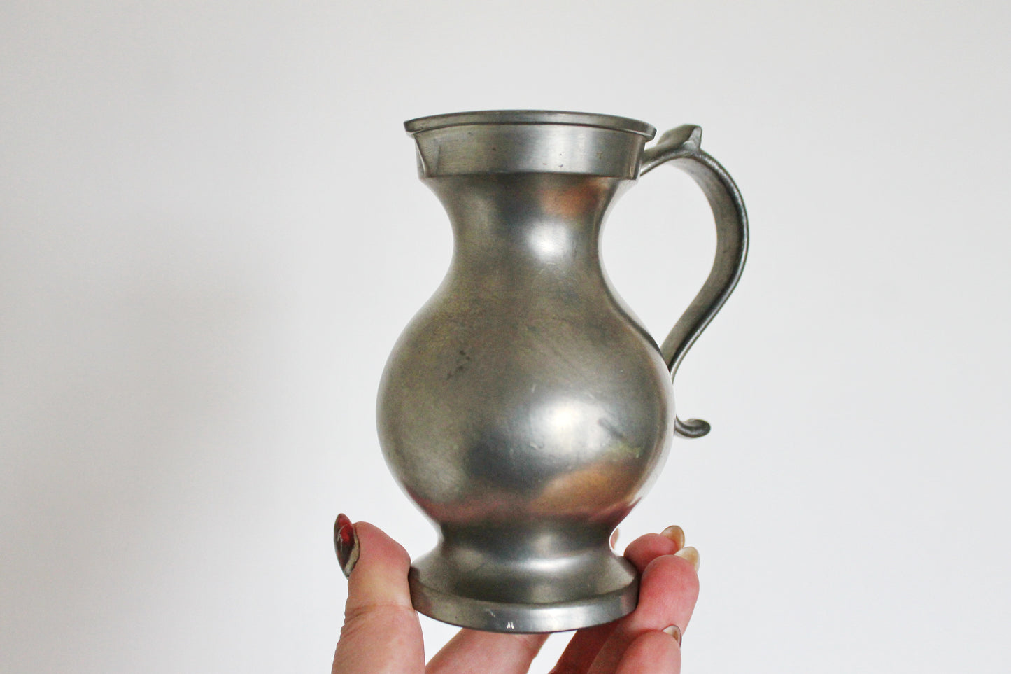 Pewter pitcher, brass jar Zint/Zinn - Vintage pewter small pitcher/vase - 4.7 inches- Germany vintage - 1970s