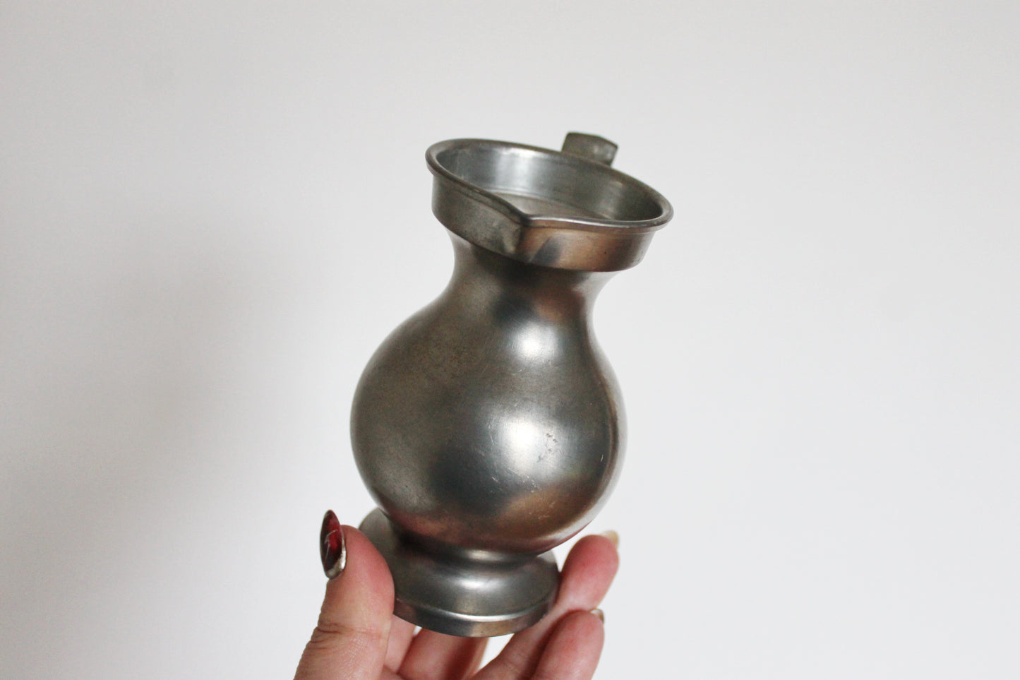 Pewter pitcher, brass jar Zint/Zinn - Vintage pewter small pitcher/vase - 4.7 inches- Germany vintage - 1970s