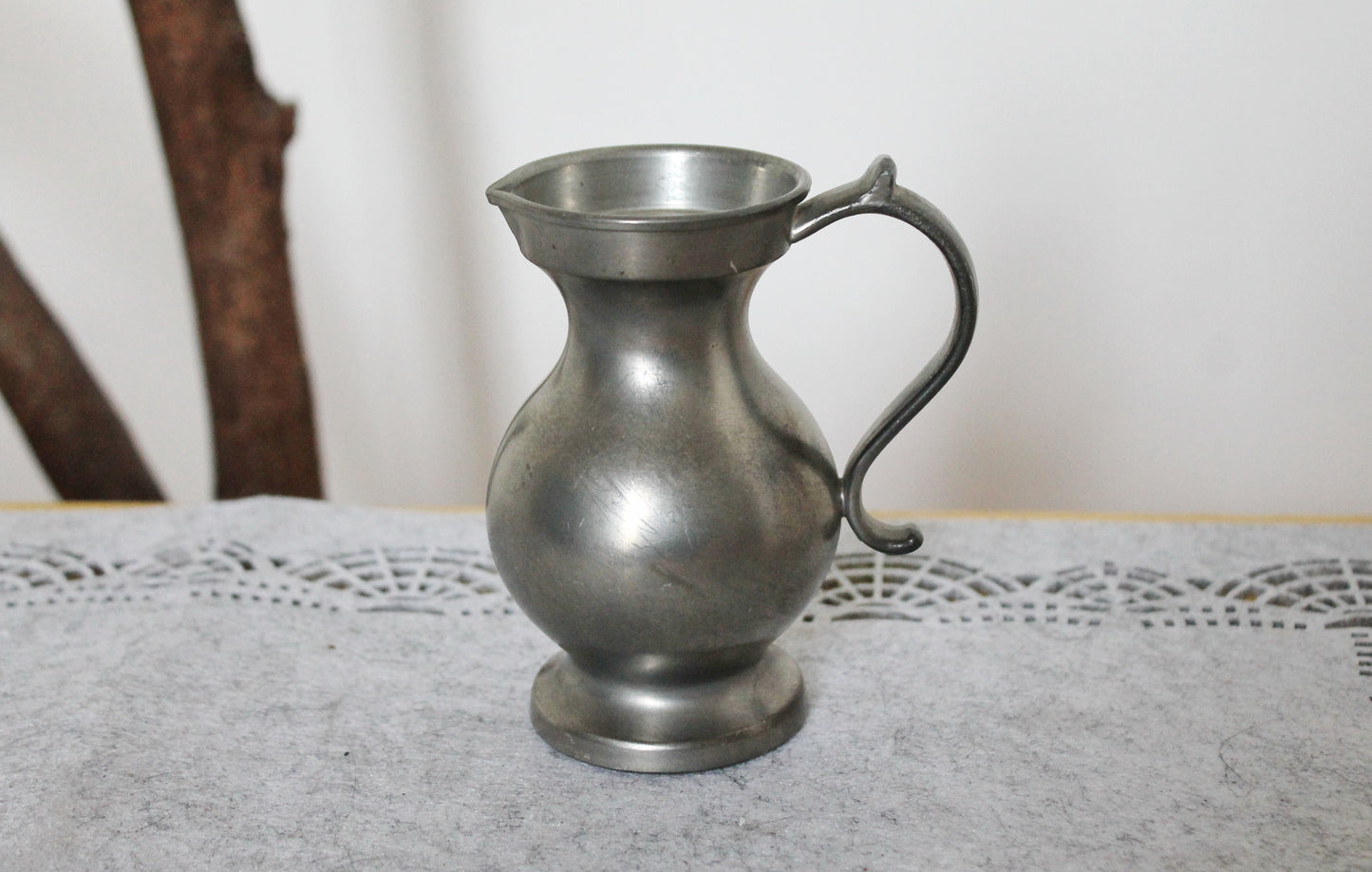 Pewter pitcher, brass jar Zint/Zinn - Vintage pewter small pitcher/vase - 4.7 inches- Germany vintage - 1970s