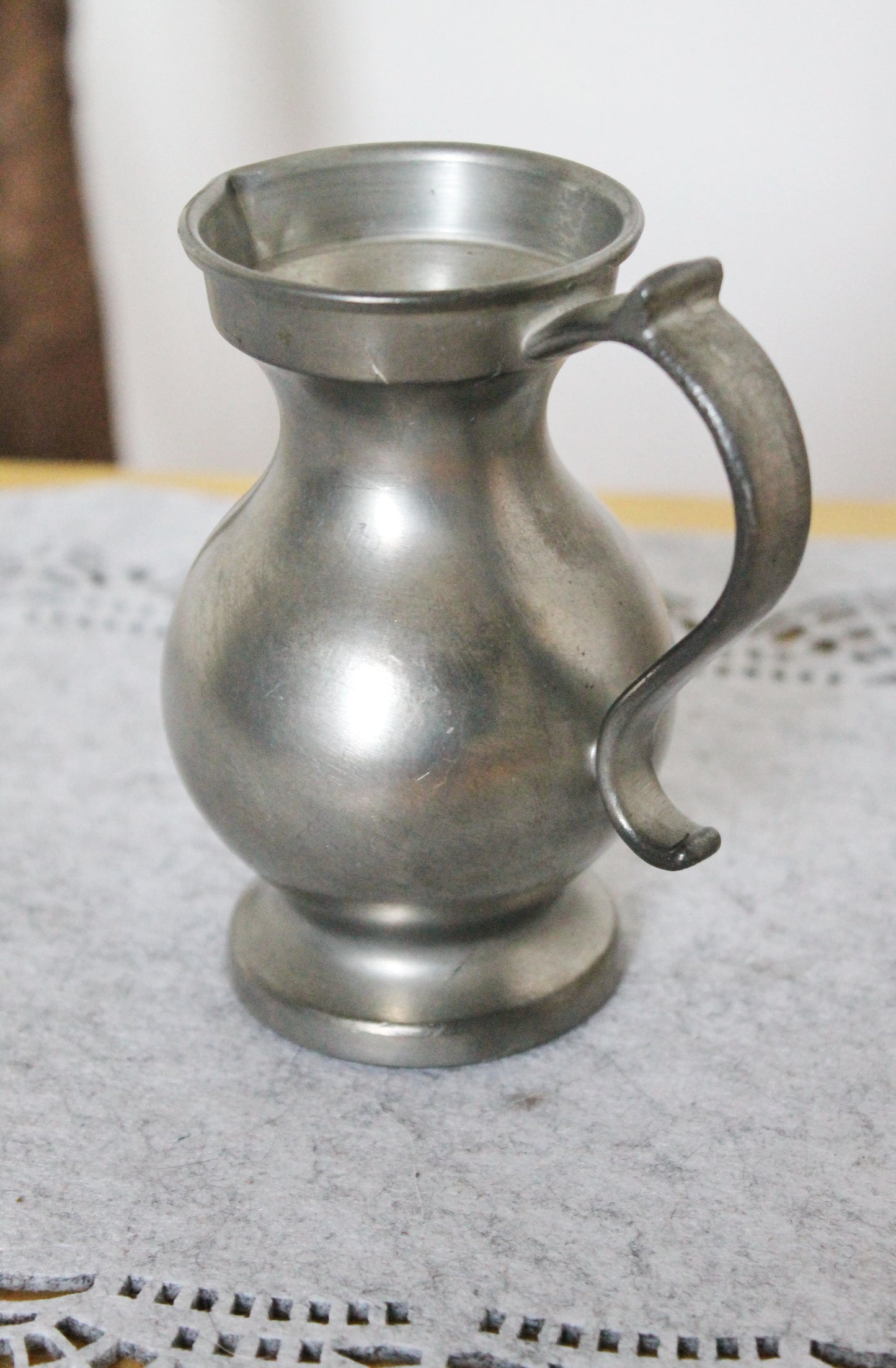 Pewter pitcher, brass jar Zint/Zinn - Vintage pewter small pitcher/vase - 4.7 inches- Germany vintage - 1970s