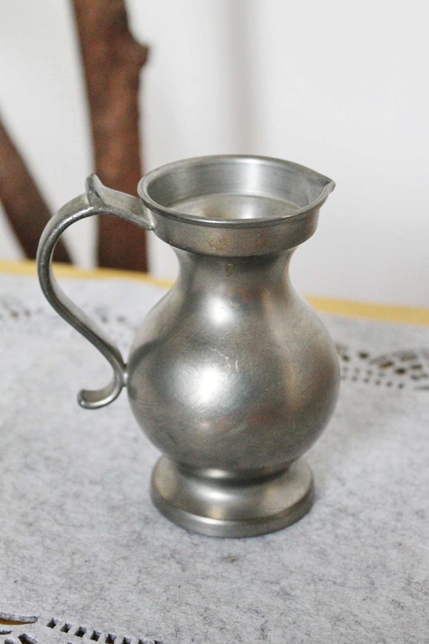 Pewter pitcher, brass jar Zint/Zinn - Vintage pewter small pitcher/vase - 4.7 inches- Germany vintage - 1970s