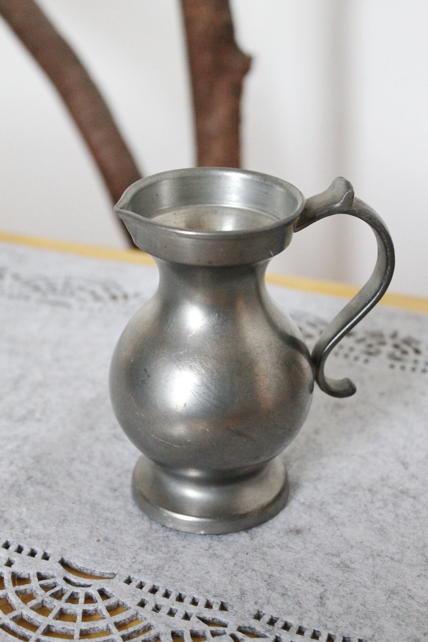 Pewter pitcher, brass jar Zint/Zinn - Vintage pewter small pitcher/vase - 4.7 inches- Germany vintage - 1970s