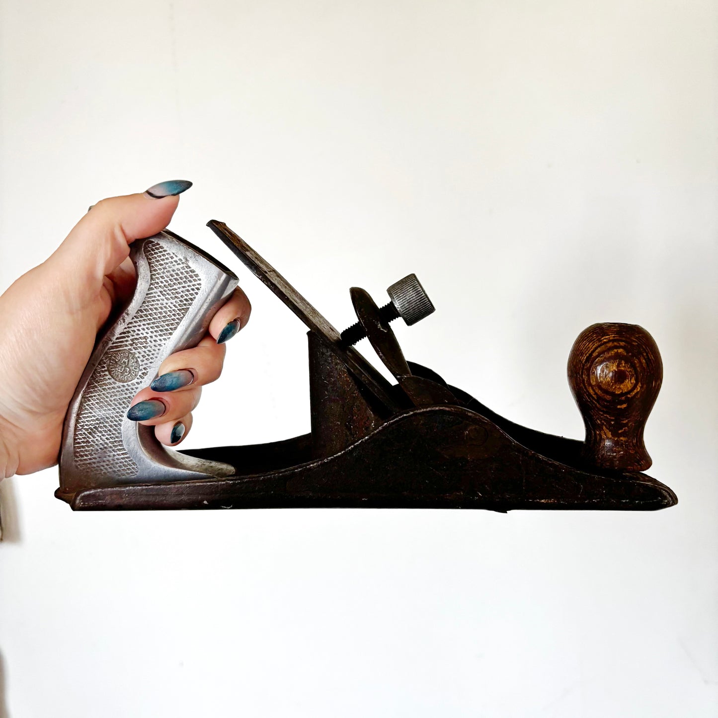 Vintage Soviet Hand Plane USSR Woodworking Tool Cast Iron Wood Plane Wooden Front Knob Aluminum Handle Carpenter Tool