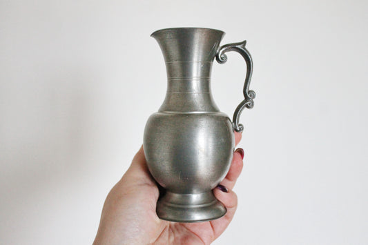 Pewter small pitcher, Fein Zinn - Vintage brass small pitcher/vase - 5.1 inches- Germany vintage - 1960s