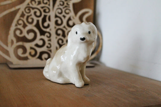 Soviet Porcelain Dog figurine - 3.5 inches - small USSR porcelain figurine - made in 1970