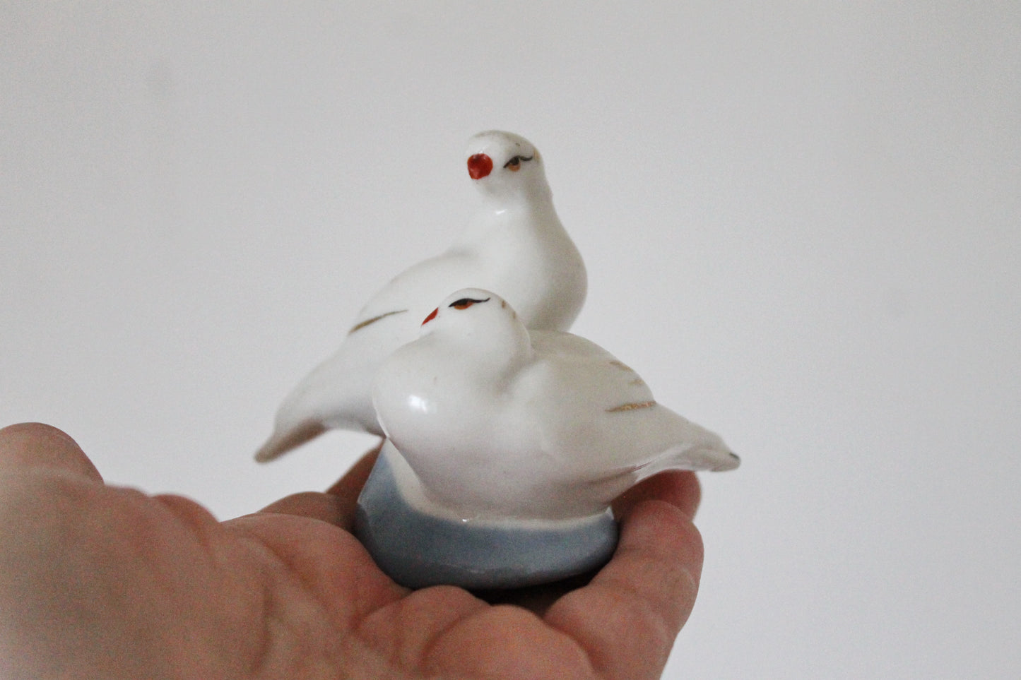 Soviet Porcelain couple of Doves figurine - 2.9 inches - small USSR porcelain figurine - made in 1970