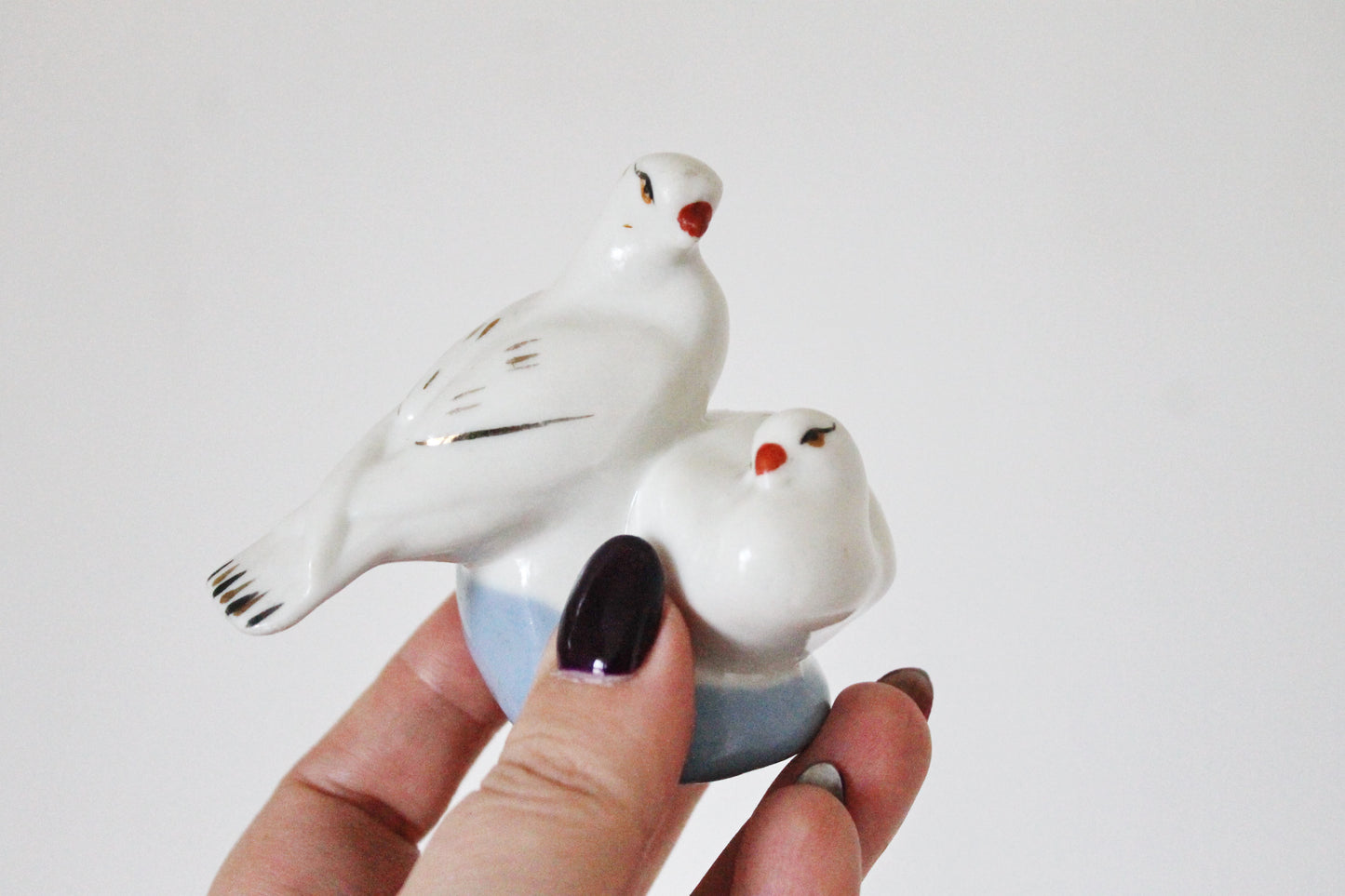 Soviet Porcelain couple of Doves figurine - 2.9 inches - small USSR porcelain figurine - made in 1970