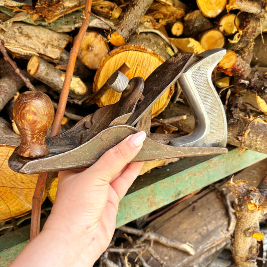 Vintage Soviet Hand Plane USSR Woodworking Tool Cast Iron Wood Plane Wooden Front Knob Aluminum Handle Carpenter Tool
