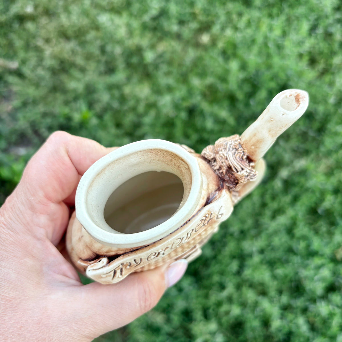 Vintage Truskavets Mineral Water Mug Kumanets | Ukrainian Folk Ceramic Souvenir | Soviet Era Majolica Pottery | Rustic Collectible