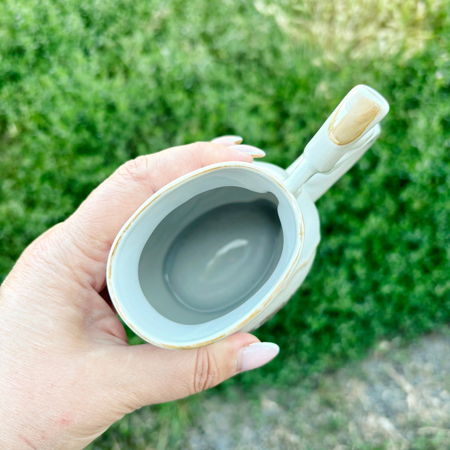 Vintage Soviet Mineral Water Drinking Cup, 1970s Porcelain Spa Buvette Mug, Floral Lustre Ceramic Vessel, Ukraine Souvenir
