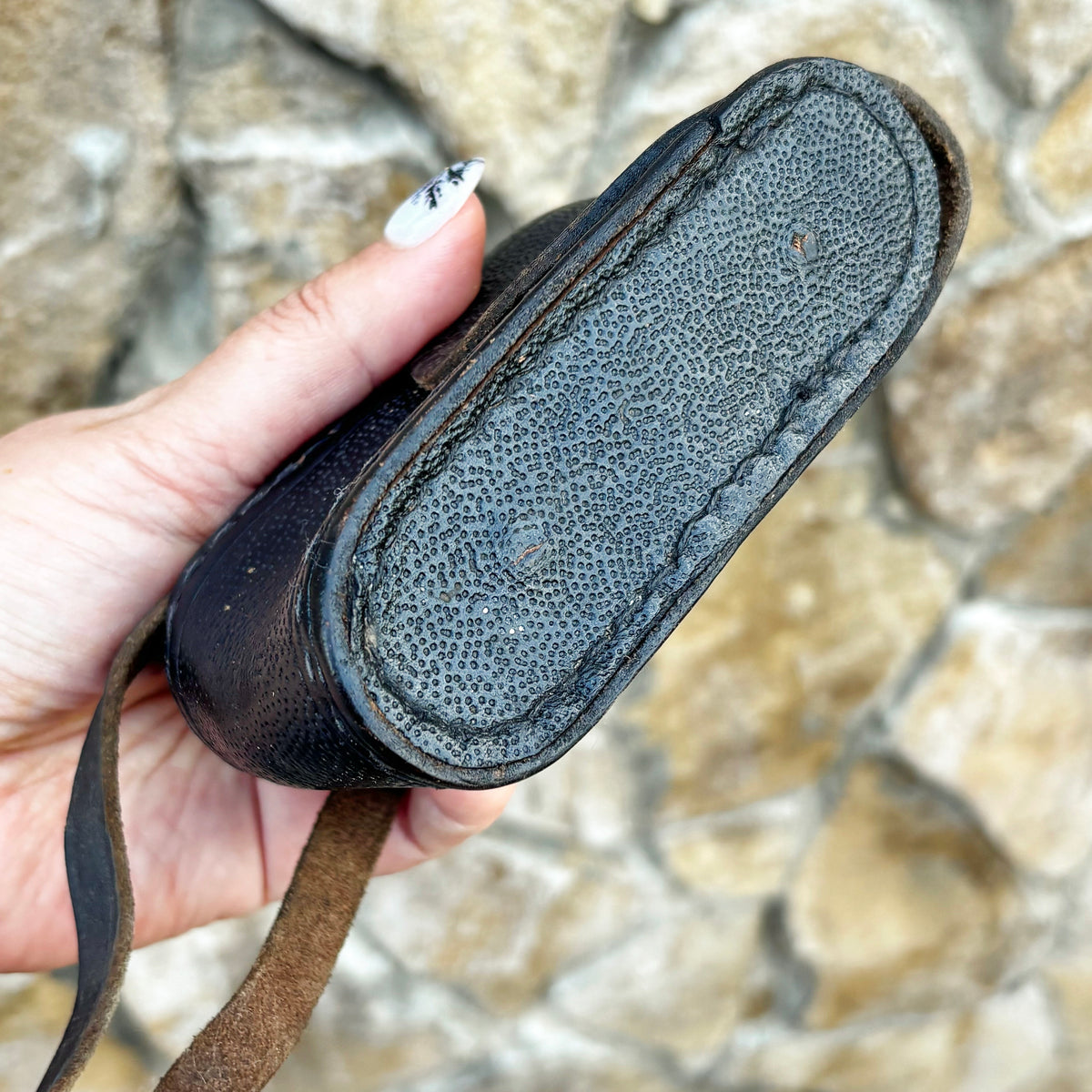 Vintage Soviet Leather Exposure Meter Case, USSR Photography Accessory, 1960s–1970s, Textured Leather Pouch with Strap