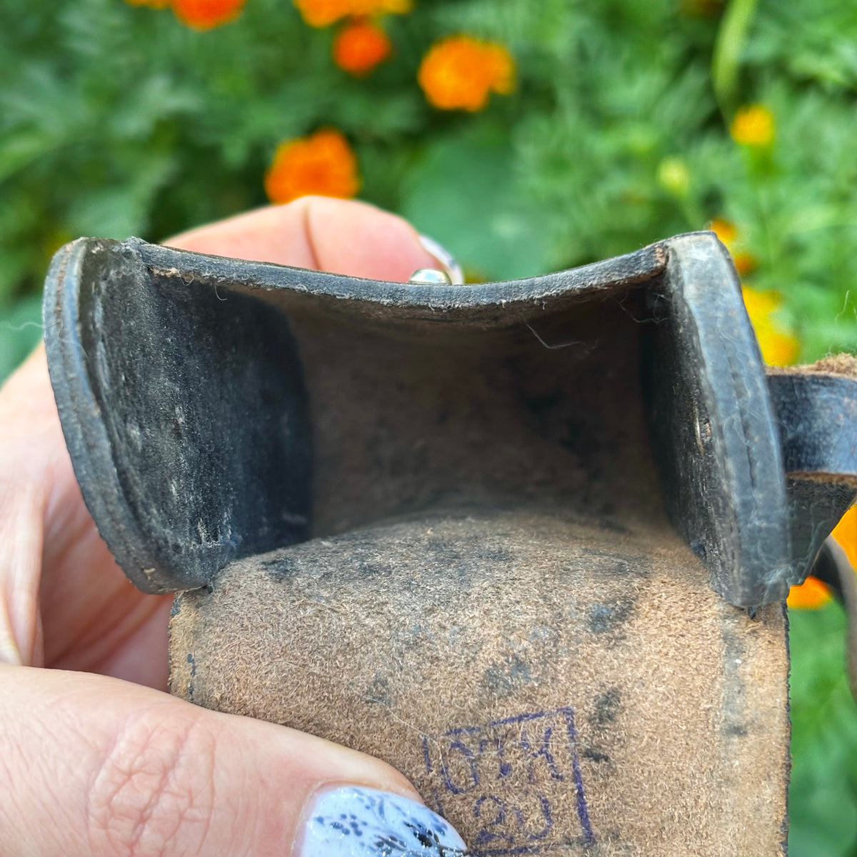 Vintage Soviet Leather Exposure Meter Case, USSR Photography Accessory, 1960s–1970s, Textured Leather Pouch with Strap
