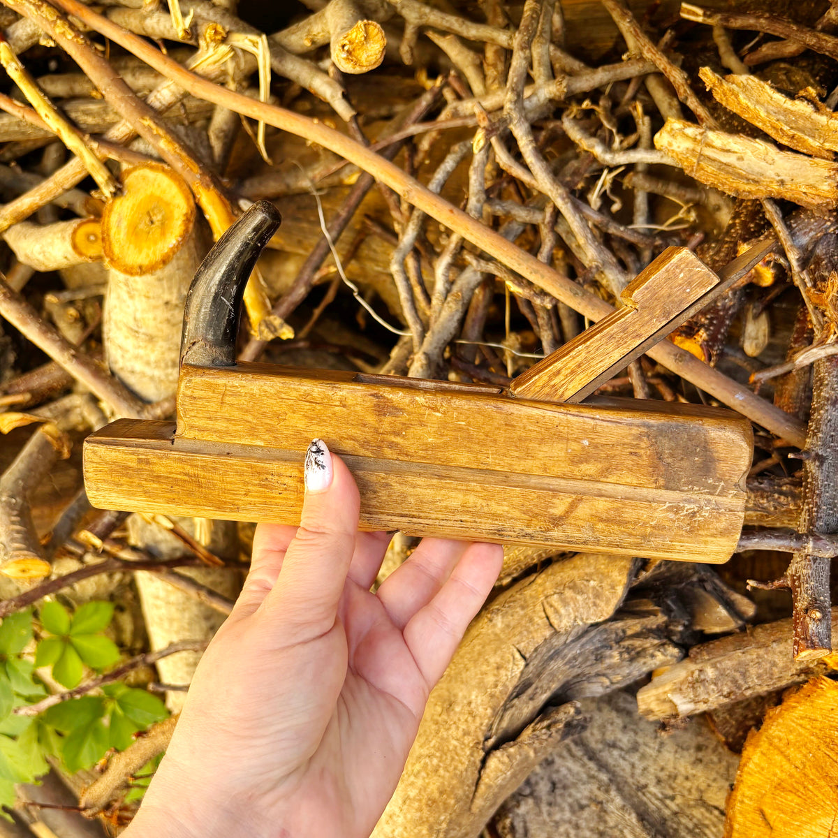 Vintage Soviet Wooden Molding Plane, USSR Carpenter Tool, 1950s–1980s, Handcrafted Profile Plane with Steel Blade