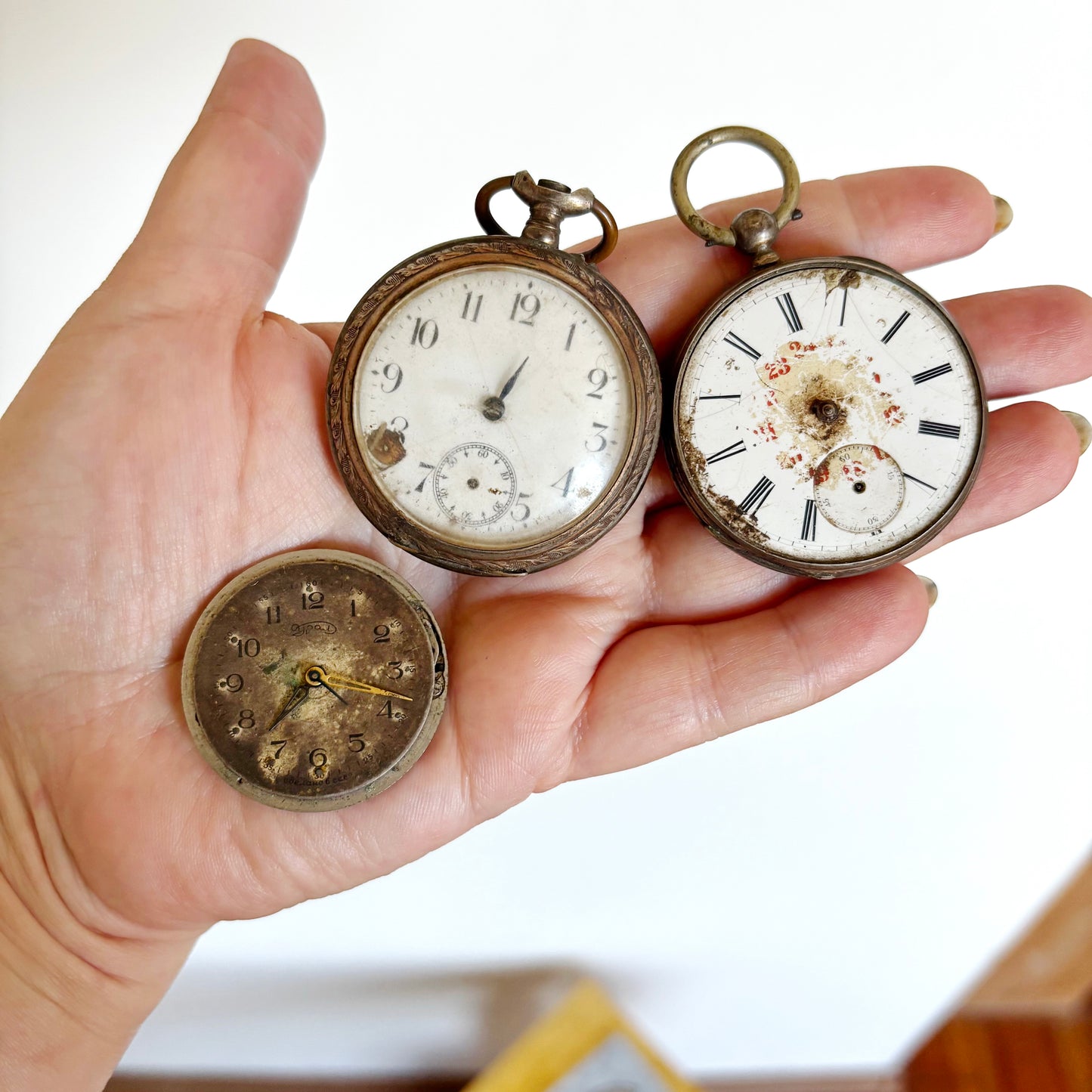 Vintage Pocket Watch Parts Lot, USSR Watch Movement, Antique Dials, Steampunk Assemblage, Restoration & Jewelry Making Supplies