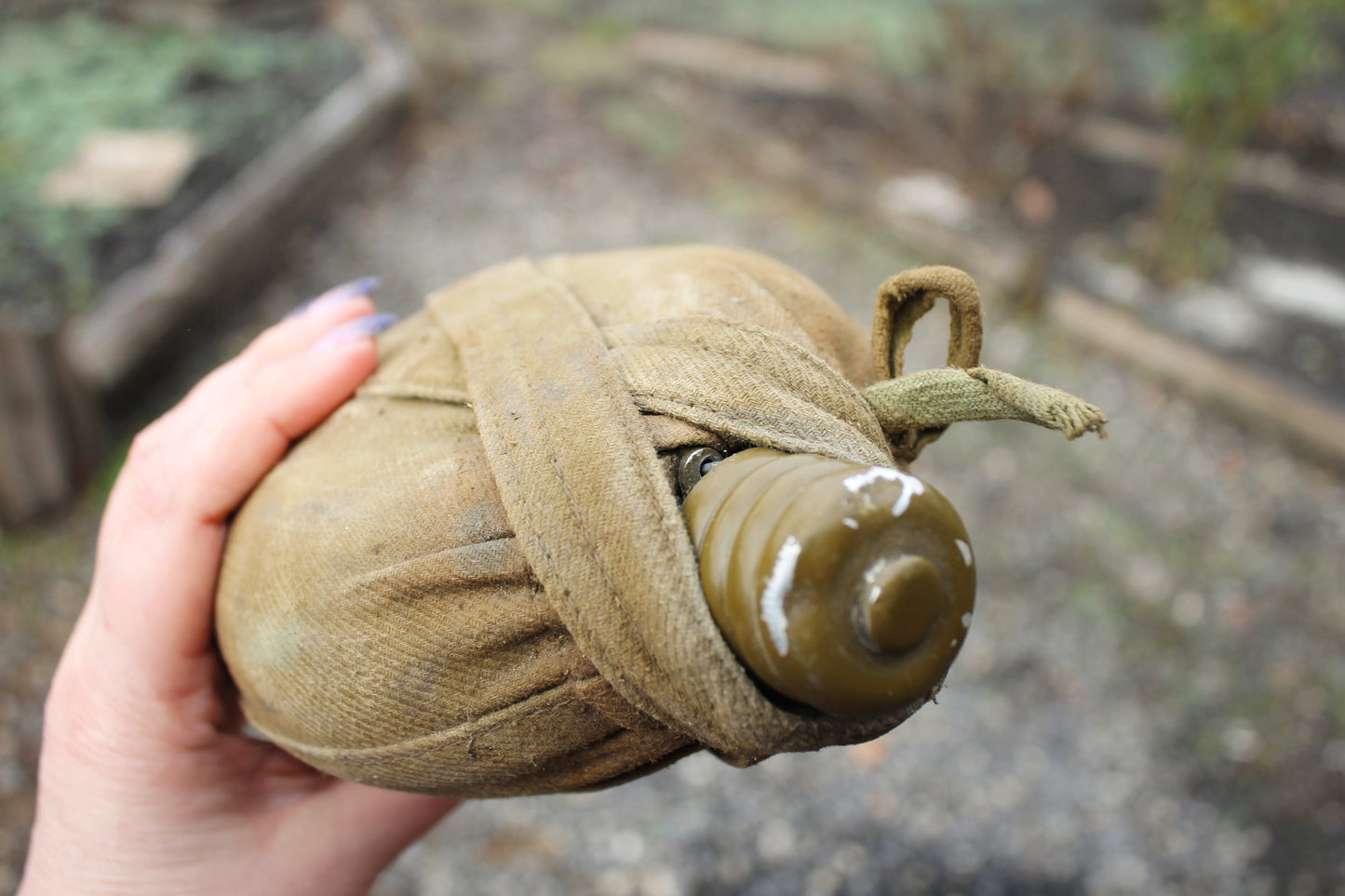 USSR Soldier's Canteen (no button) - Flask for Water - Army flask - Bottle with Cover Pouch - 1970s