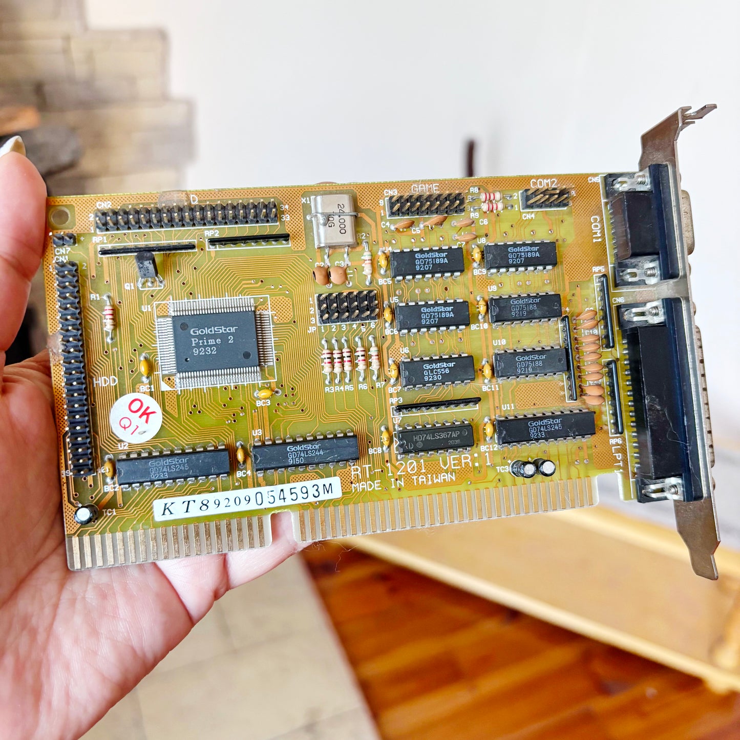 1992 GoldStar Prime 2 RT-1201 16-Bit ISA Multi I/O Controller Card for Vintage 286 386 486 PC, IDE FDD COM LPT. NOT TESTED