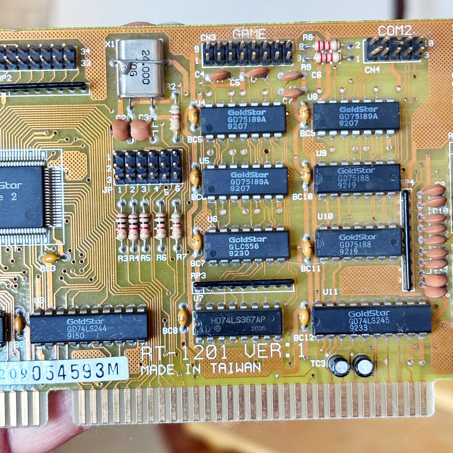 1992 GoldStar Prime 2 RT-1201 16-Bit ISA Multi I/O Controller Card for Vintage 286 386 486 PC, IDE FDD COM LPT. NOT TESTED