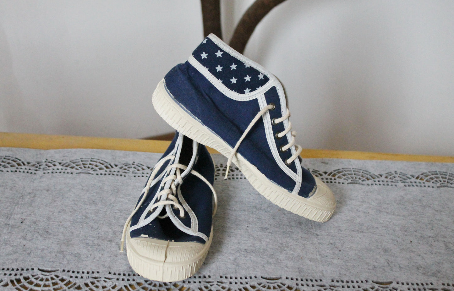 Vintage USSR stars blue sneakers - 6 size, Soviet shoes, retro sneakers made in the USSR in 1990