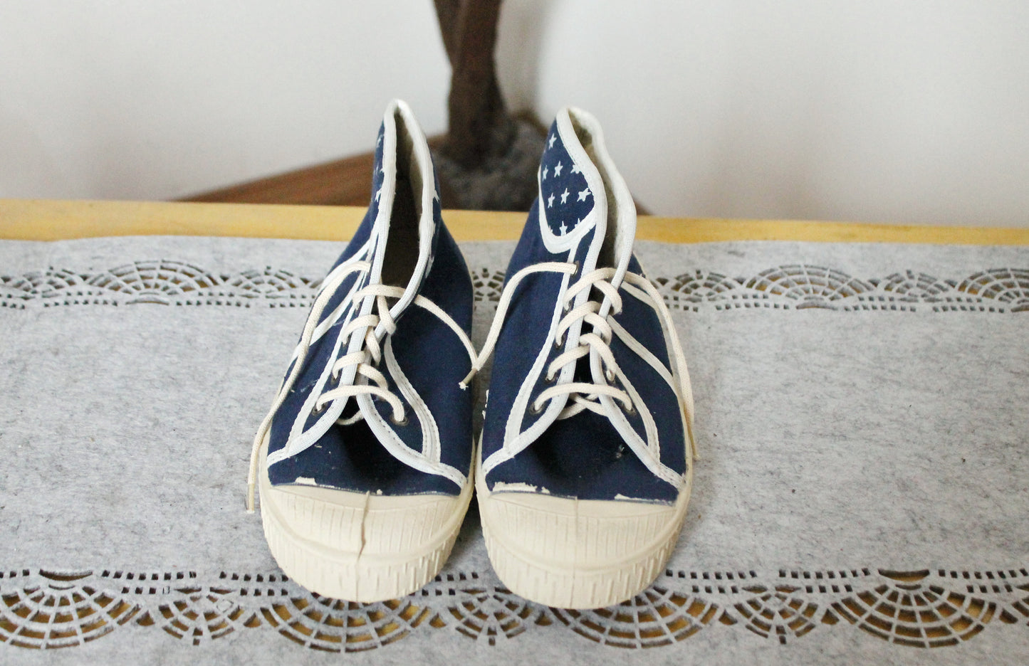 Vintage USSR stars blue sneakers - 6 size, Soviet shoes, retro sneakers made in the USSR in 1990