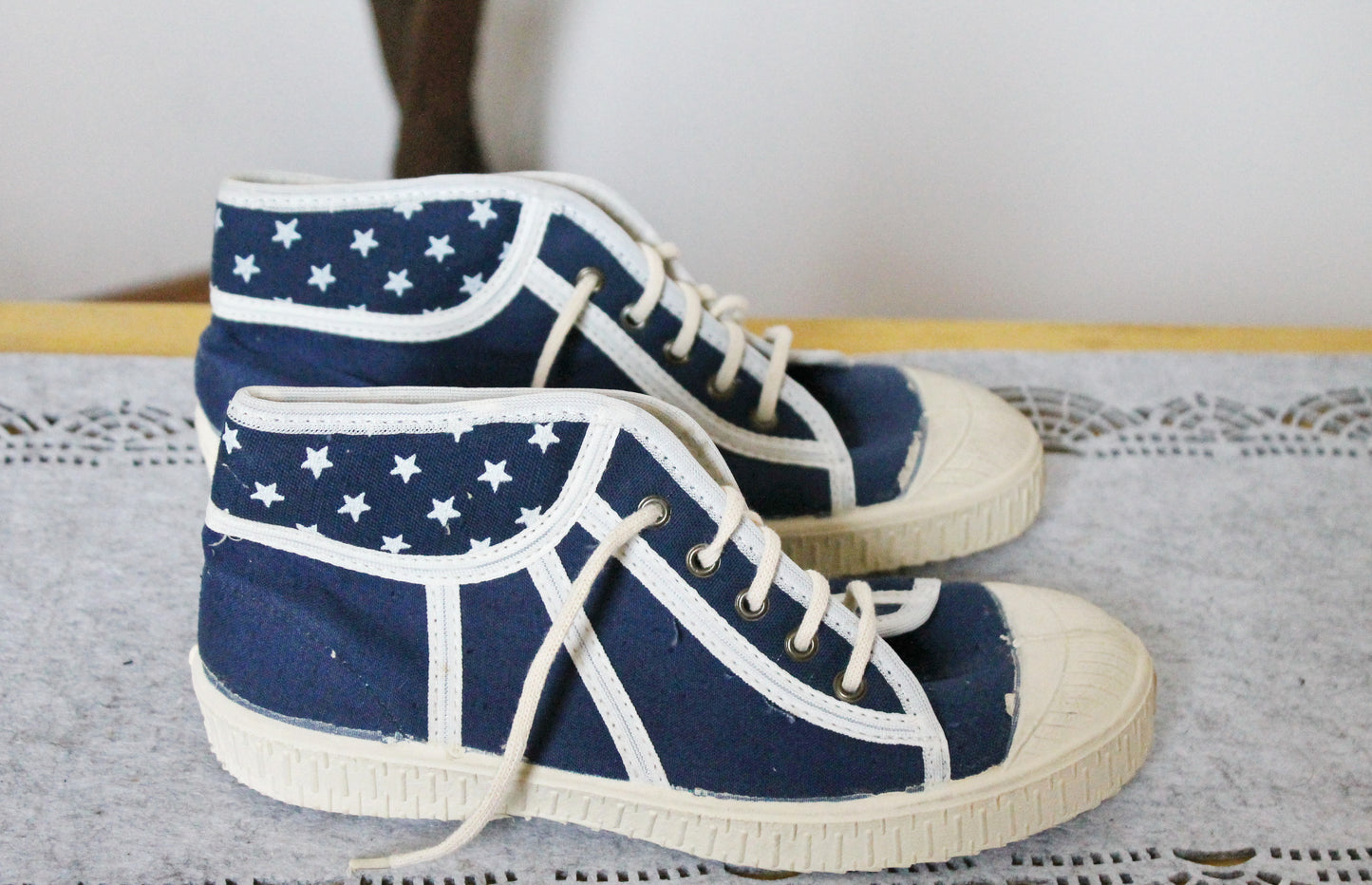 Vintage USSR stars blue sneakers - 6 size, Soviet shoes, retro sneakers made in the USSR in 1990