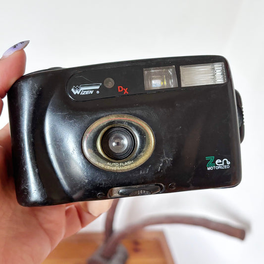 Vintage Wizen DX Zen Motorized 35mm Film Camera, Japanese Glass Lens, Auto Flash, Retro Point & Shoot, 1980s