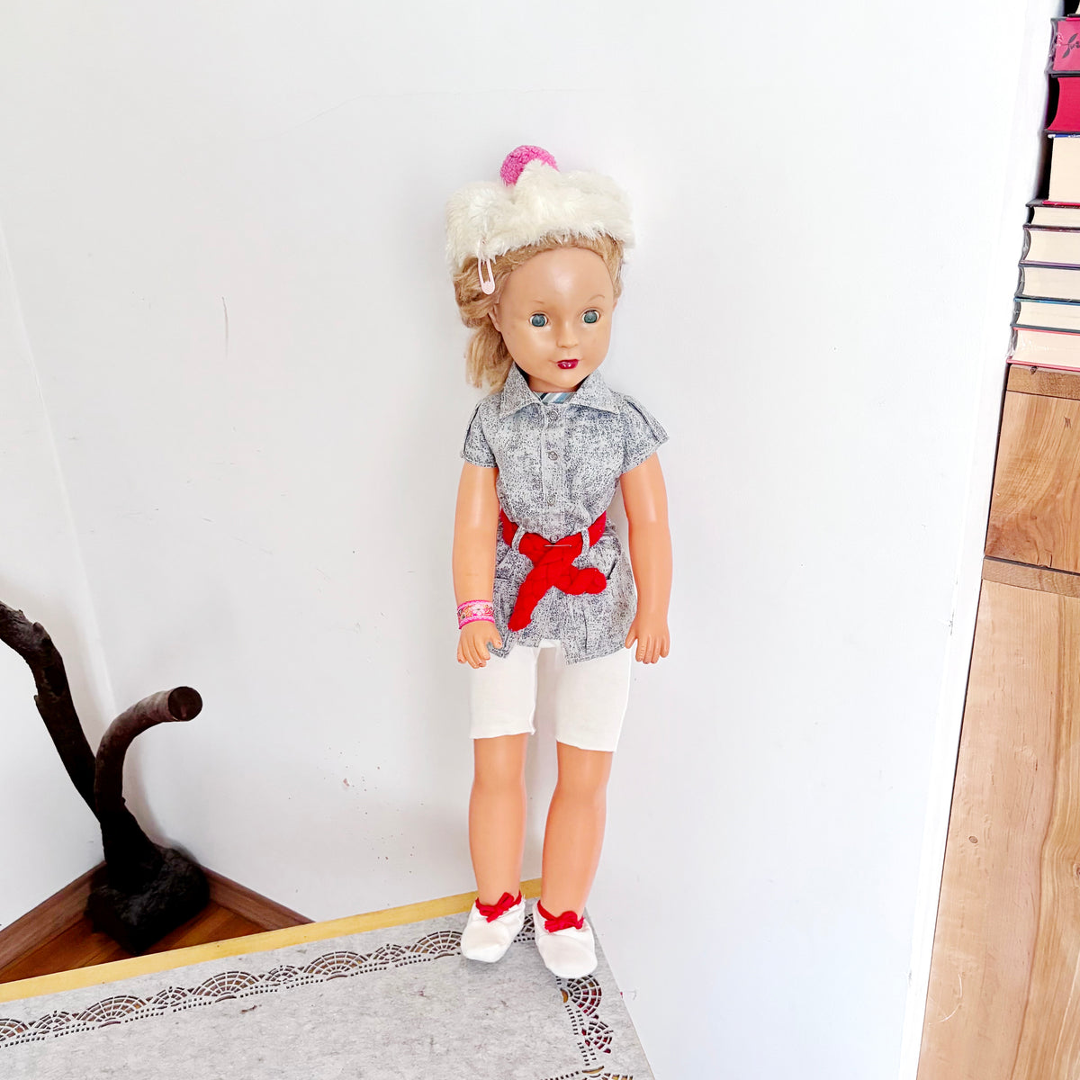 Large Vintage Soviet Doll 75 cm, USSR Girl Doll, Blonde Blue Eyes, Retro Collectible Toy, 1970s–1980s