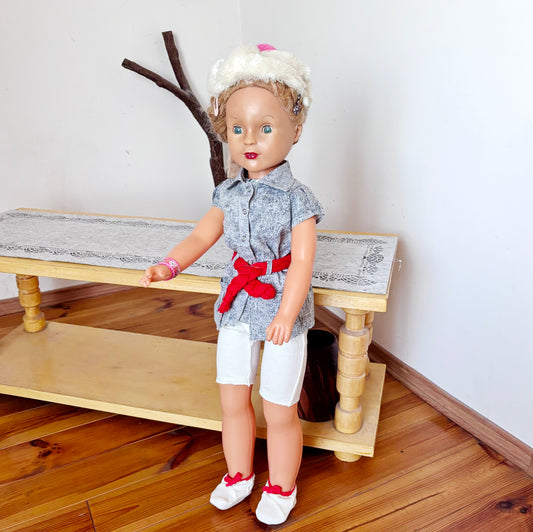 Large Vintage Soviet Doll 75 cm, USSR Girl Doll, Blonde Blue Eyes, Retro Collectible Toy, 1970s–1980s