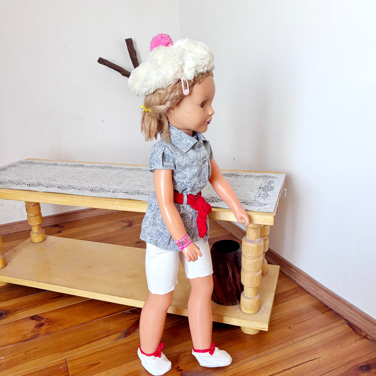 Large Vintage Soviet Doll 75 cm, USSR Girl Doll, Blonde Blue Eyes, Retro Collectible Toy, 1970s–1980s