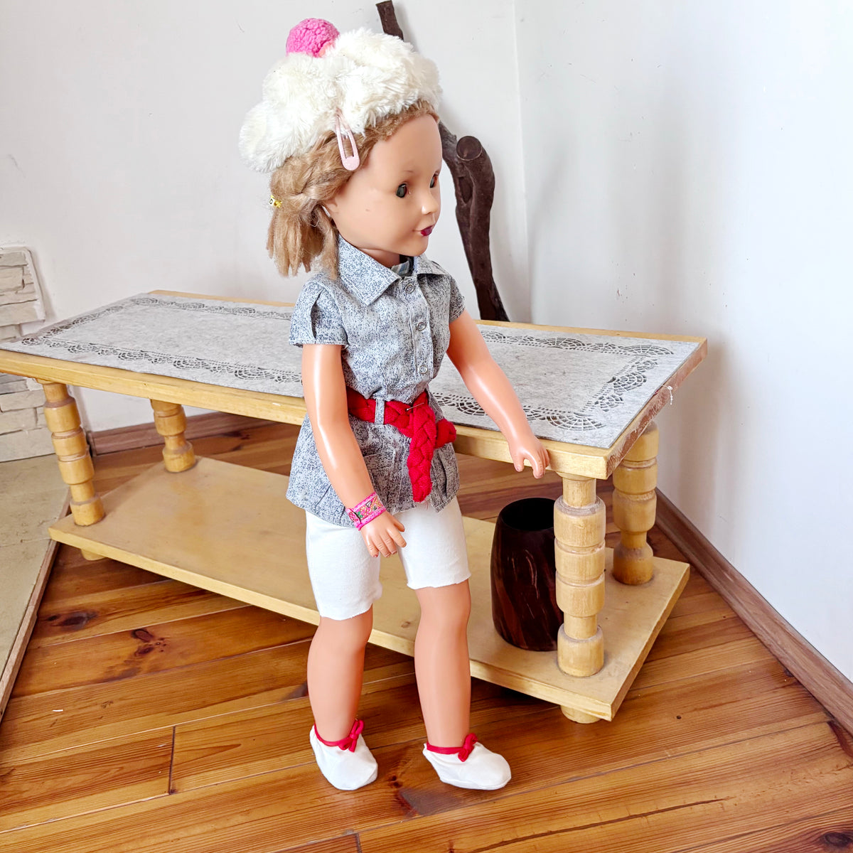 Large Vintage Soviet Doll 75 cm, USSR Girl Doll, Blonde Blue Eyes, Retro Collectible Toy, 1970s–1980s
