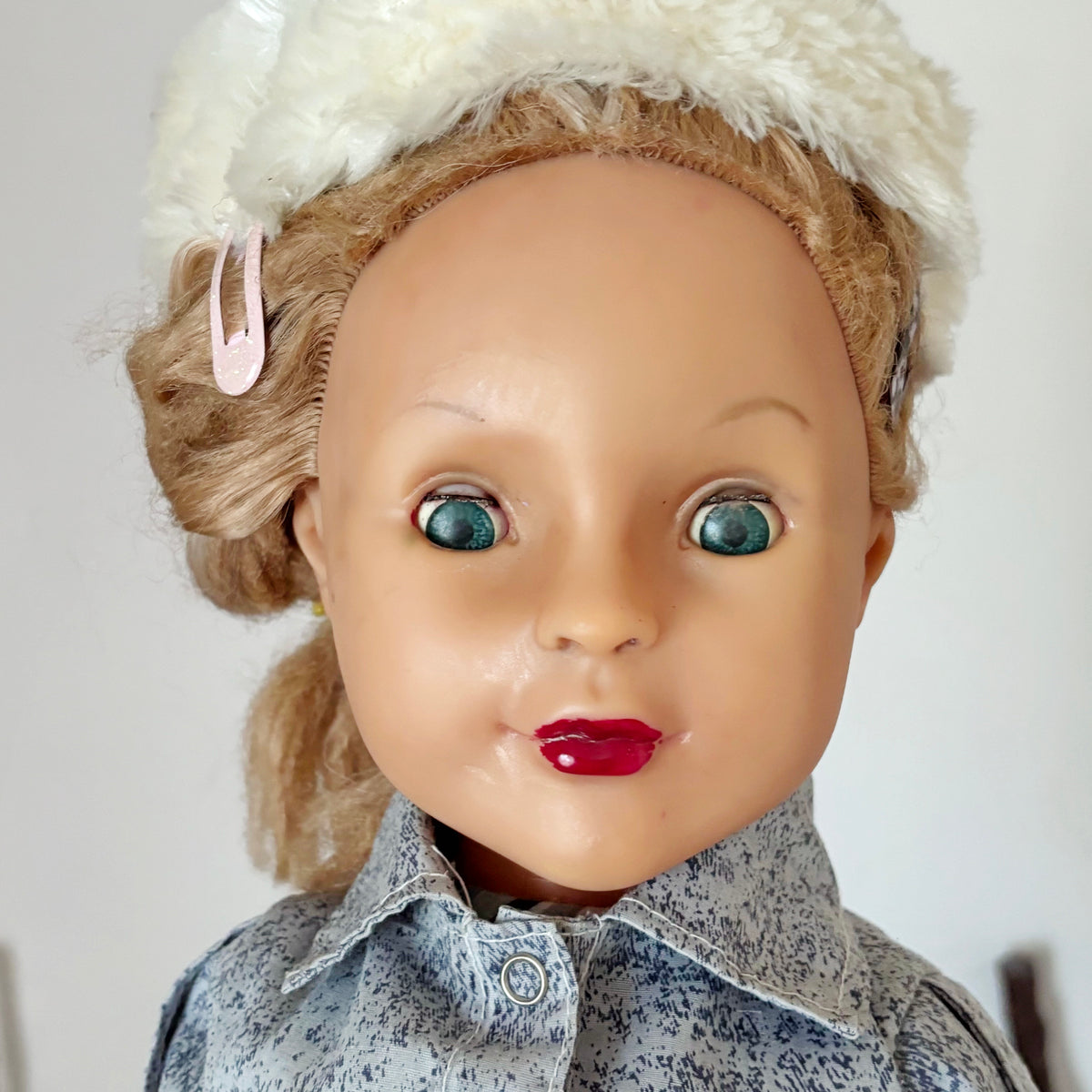 Large Vintage Soviet Doll 75 cm, USSR Girl Doll, Blonde Blue Eyes, Retro Collectible Toy, 1970s–1980s
