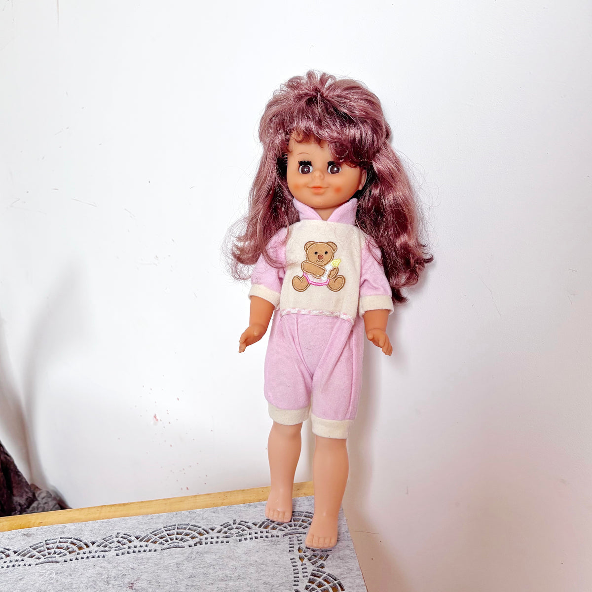 Vintage Sonni GDR Doll, East German 40 cm Girl Doll, DDR Collectible, Original Pink Outfit, Sleep Eyes, 1970s–1980s